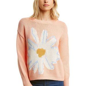 NWT 525 America Born in Bklyn Daisy Sweater Candy Peach